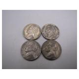 (4) 1945 WWII Jefferson Silver Nickels
