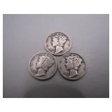 1940-S, 1943-S & 1944 Mercury Silver Dimes