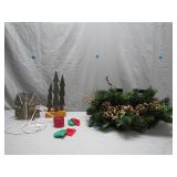 Festive Holiday Decor Set With Lights and Greenery