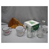 Charming Lot: Mugs, Mason Jars, Wooden Bracket