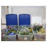 3 Totes of Seasonal Faux Flowers for Crafting
