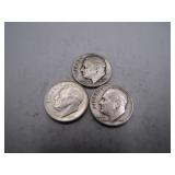 1946, 1947 & 1948 Roosevelt Silver Dimes