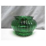 Emerald Green Ribbed Glass Vase by A.L.R. Co.