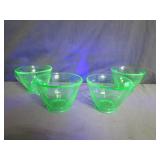 4 Matching Uranium Glass Teacups