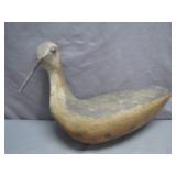Hand-Carved Wooden Shorebird Decoy