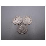 (3) 1946 Roosevelt Silver Dimes, 1 w/ S-Mint