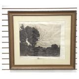 Engraving "Le Buission" by CF Daubigny
