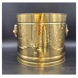 Hammered Brass Wine Cooler with Lion Head  Handles