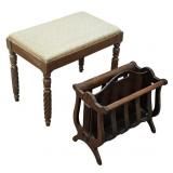 Upholstered Bench and Magazine Rack