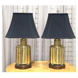 Pair Chinese Brass Tea Caddy Lamps