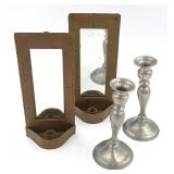 Tin Sconces and Pewter Candlesticks