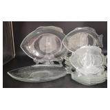 Glass Fish Shaped Plates & Serving Pieces