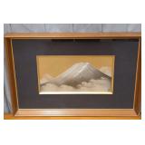 Embossed Artist Signed Mixed Media of Mt. Fuji