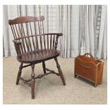 Windsor Style Armchair and Magazine Rack