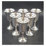 Six Gorham Silverplate Wine Goblets