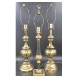 Three Table Lamps, Including Brass