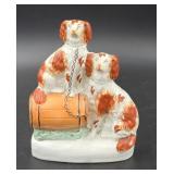 Pair Russet Staffordshire Dogs with Barrel