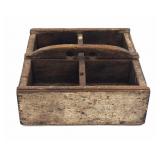 18th C. Wooden Tool Caddy In Original Paint