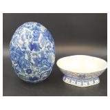 Blue and White Porcelain Vase and Bowl