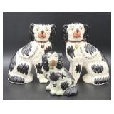 Three Staffordshire King Charles Spaniel Figures