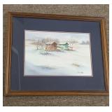 Watercolor of Barns by Bruce Ziegler