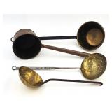Four Hand-Forged Brass, Copper & Iron  Ladles