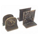 Two Sets of Cast Metal Bookends