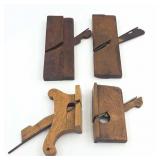 4 Wooden Carpenterï¿½s Planes w/ Various Styles