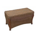 Wicker Storage Bench w/ Cabriole Wooden Legs