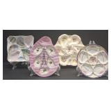 Collection of Four Oyster Plates, Various Makers
