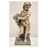 Cast Resin Sculpture of Child with Basket