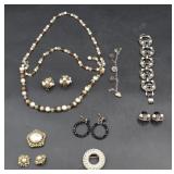 Costume Jewelry Incl. Sterling Charm Bracelet