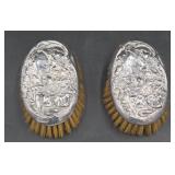 Two Sterling Floral Decorated Clothes Brushes
