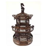 Carved Wood Pagoda Birdcage