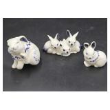 Three Assorted Potting Shed Dedham Pottery Bunnies