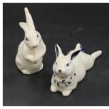 Two Potting Shed Dedham Pottery Bunnies