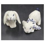 Two Potting Shed Dedham Pottery Floppy Ear Bunnies
