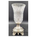 Hurricane Shade Lamp on Silver Plate Base