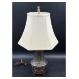 Brass Champleve Lamp with Birds