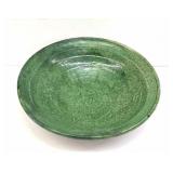 15" Green Glazed Ceramic Bowl