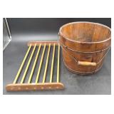 Wooden Pail and Wood Drying Rack