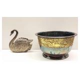 Silver Plate Harvest Bowl and Silver Plate Swan