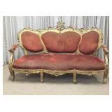 Carved Giltwood Louis XV Sofa with Medallion Back
