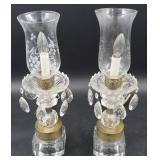 Glass Boudoir Lamps w/ Teardrop Prisms