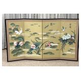 Chinese Hand-Painted Four Panel Screen