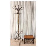 Bentwood Coat Rack and Mahogany Stool