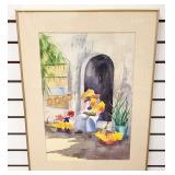 Watercolor of Flower Seller by Dixie Bridge