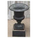 Cast Iron Urn on Square Plinth Base