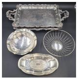 Silver Plate Serving Trays and Bowls