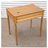Sheraton Pine Single Drawer Table w/ Turned Legs